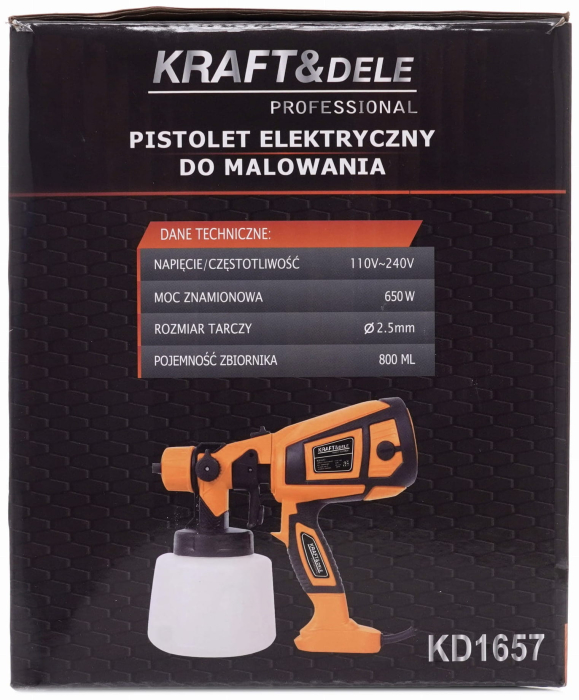 Pistol de vopsit electric HVLP, 650W, rezervor 800ml, 3 duze incluse (KD1657) [17]