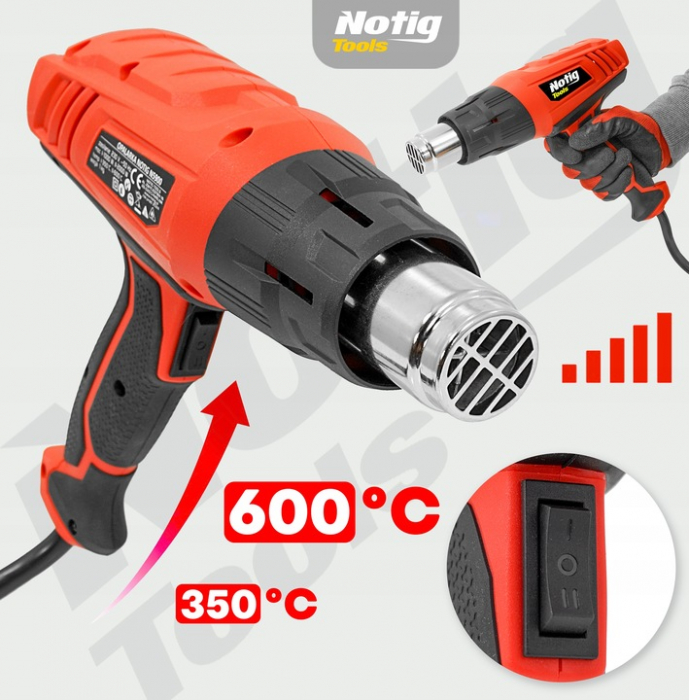 Pistol electric suflat aer cald 2000W suflanta fierbinte + capuri (N5900) [2]