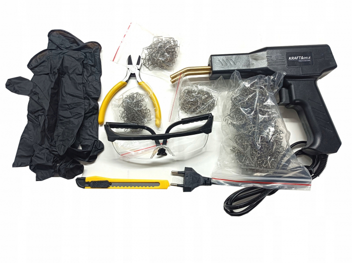 Pistol sudura in plastic 100W + 4 tipuri de capse reparatii + cleste taiere + cutter lipit plastic auto (KD11296) [1]