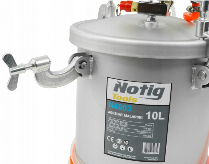 Pistol vopsit cu rezervor vas sub presiune 10L furtun 2.9m (N4903) [2]