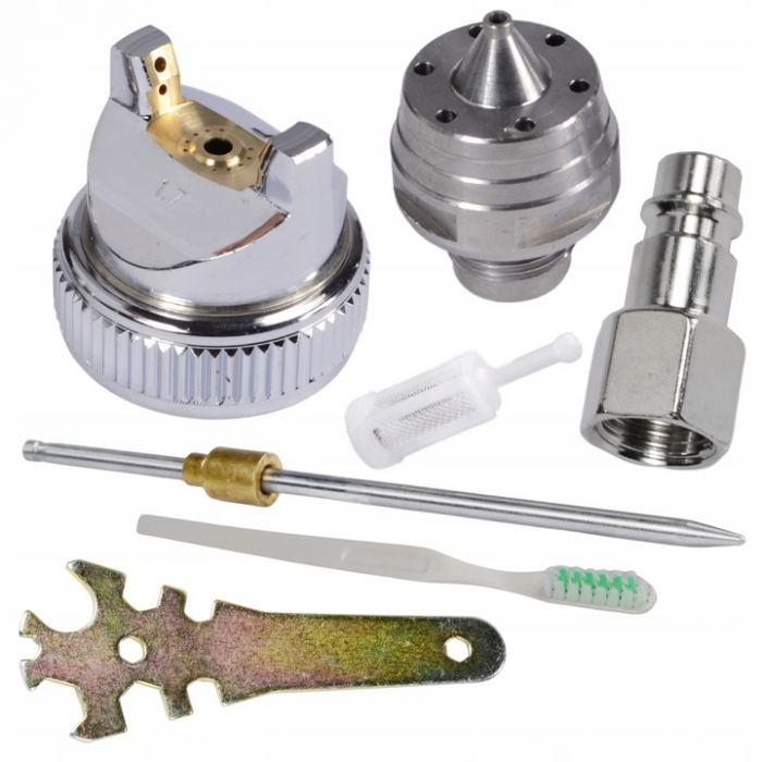 Pistol vopsit pneumatic 1.4mm 1.7mm HVLP pahar vas 600ml regulator (22507) [4]