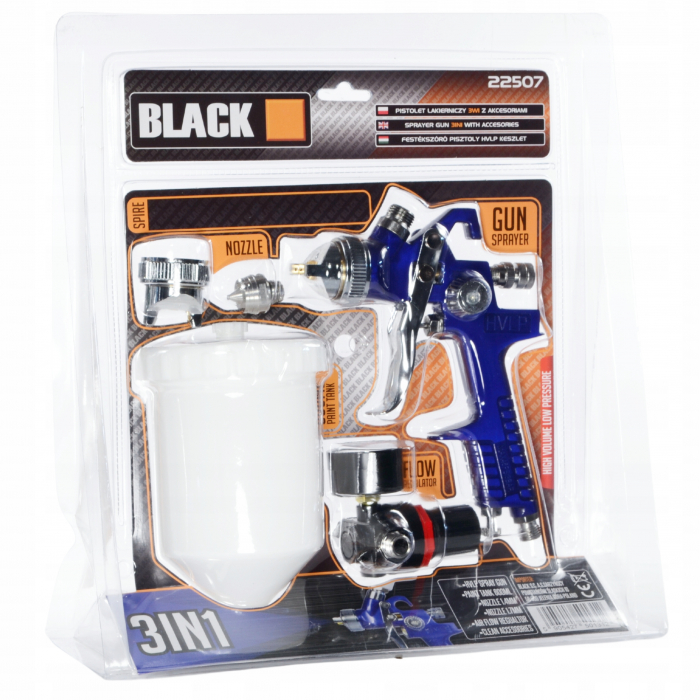 Pistol vopsit pneumatic 1.4mm 1.7mm HVLP pahar vas 600ml regulator (22507) [3]