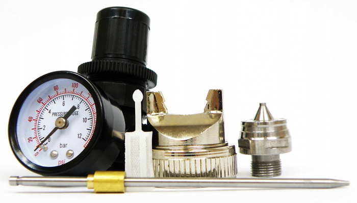 Pistol vopsit pneumatic 1.4mm 1.7mm HVLP pahar vas 600ml regulator (S10506-1) [7]