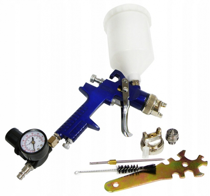 Pistol vopsit pneumatic 1.4mm 1.7mm HVLP pahar vas 600ml regulator (S10506-1) [4]