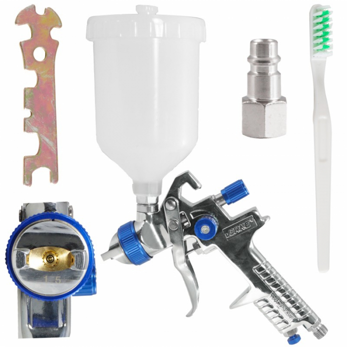 Pistol vopsit pneumatic 1.5mm HVLP H-888P pahar vas 600ml (V81296) [1]