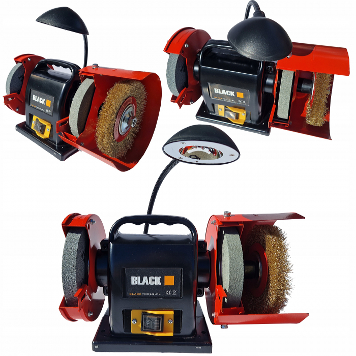 Polizor banc 150mm 2 pietre perie sarma lampa LED (46504) [2]