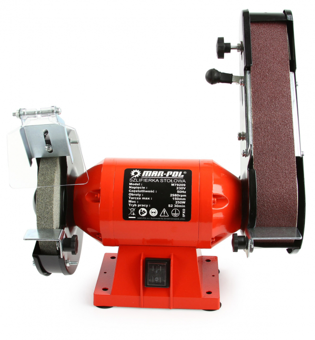 Polizor de banc 1800W piatra disc 150mm si banda cu maner transport (M79209) [4]
