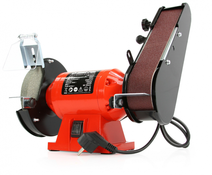 Polizor de banc 1800W piatra disc 150mm si banda cu maner transport (M79209) [1]