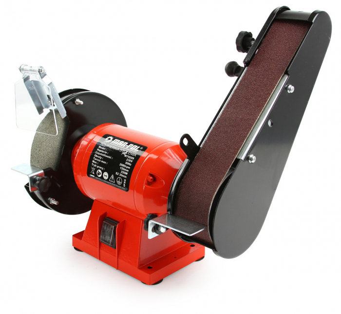Polizor de banc 1800W piatra disc 150mm si banda cu maner transport (M79209) [5]