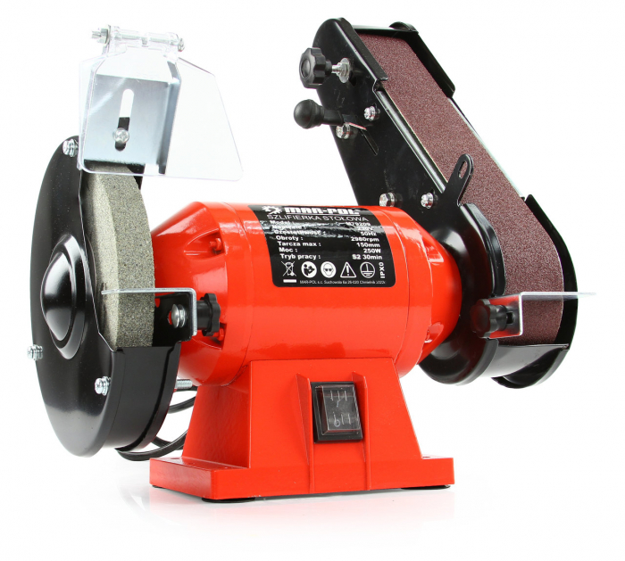 Polizor de banc 1800W piatra disc 150mm si banda cu maner transport (M79209) [2]