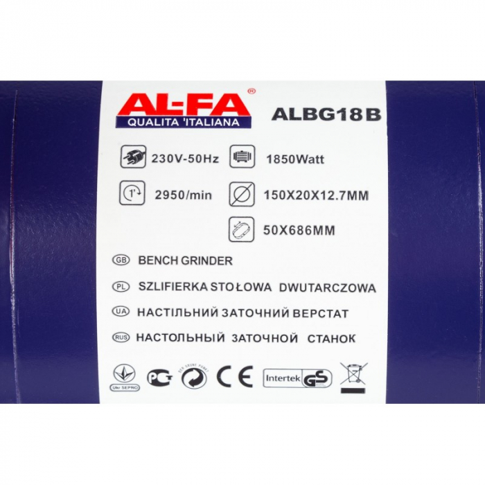 Polizor de banc 1850W piatra disc 150mm si banda (ALBG18B) [11]