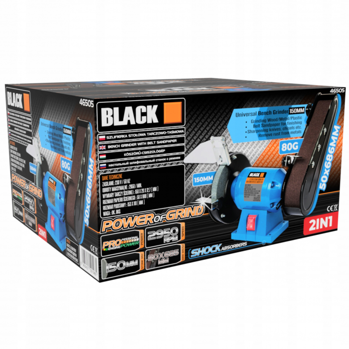 Polizor de banc 250W piatra disc 150mm si cu banda (46505) [5]