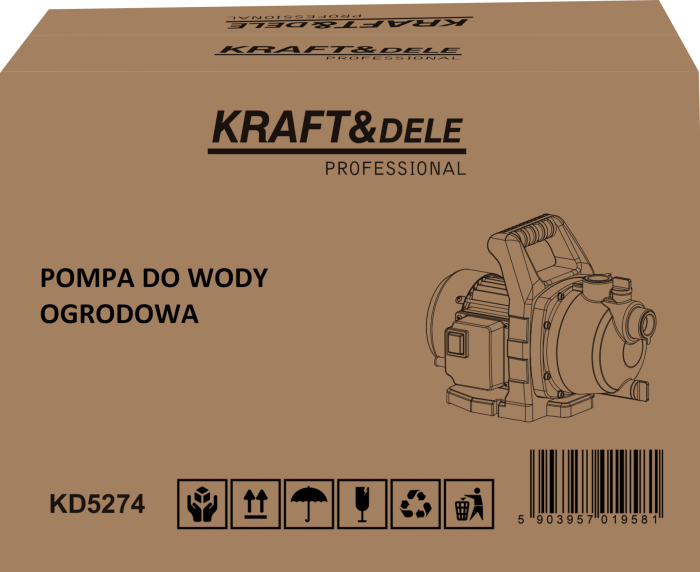 Pompa apa gradina 1500W debit 3700 l h inaltime refulare 50 m racord 1 inch (KD5274) [2]