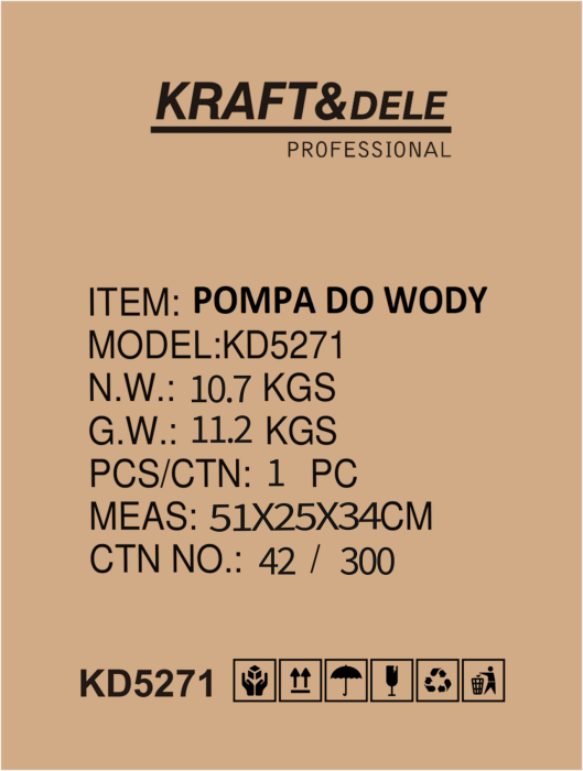 Pompa apa gradina 1500W debit 4700 L/h  presiune 5 bar inaltime refulare 50 m (KD5271) [4]