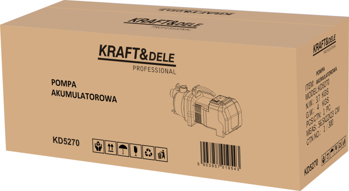 Pompa apa gradina cu acumulator 40V debit 3500 l h inaltime refulare 30 m cu 2 baterii 6Ah si incarcator (KD5270) [3]