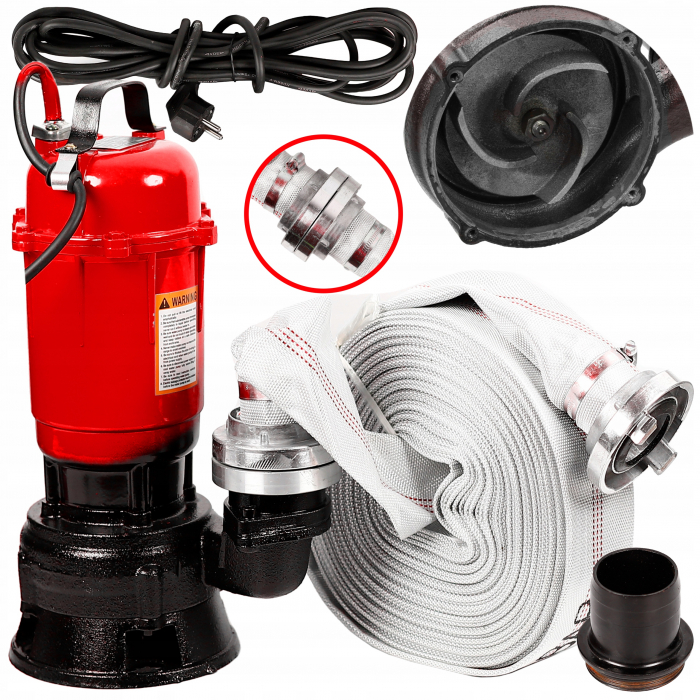 BlackFriday Pompa apa submersibila murdara 3200W + furtun 20m pompieri + franghie 10m 14mm (CP-5501+20M+Fr) [3]