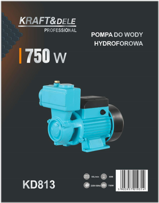 Pompa de apa cu hidrofor 750W debit 55L/min inaltime 60m (KD813) [8]