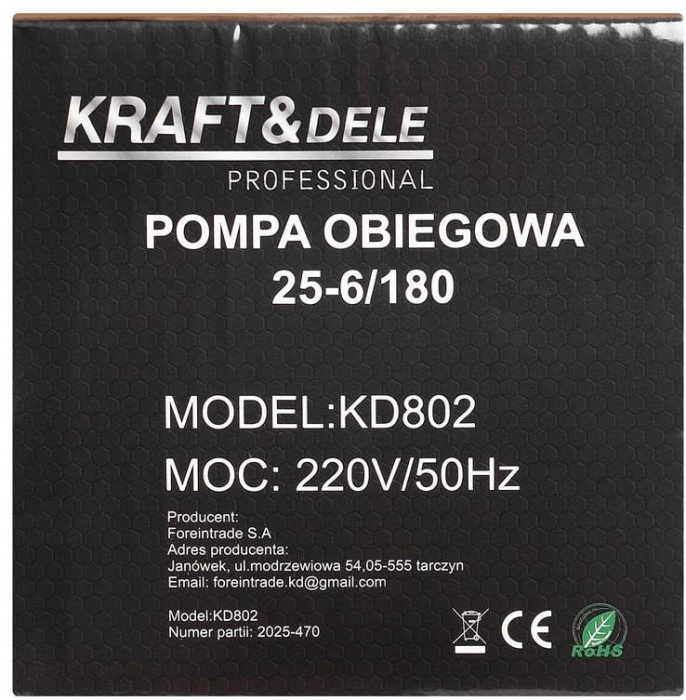 Pompa de circulatie 25-6/180 230V pentru sisteme de incalzire cu debit 58 l/min (KD802) [10]