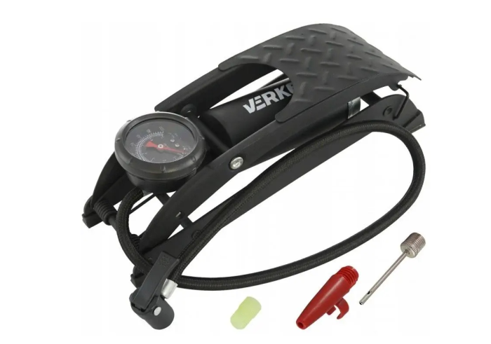 Pompa de picior auto cu un singur piston, manometru 0-7 bar si adaptoare pentru umflat anvelope (V83140) [12]