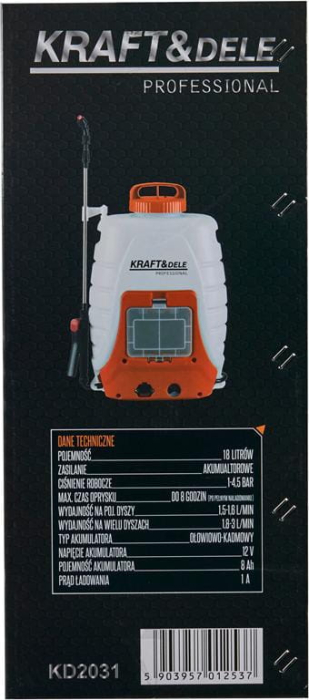 Pompa de stropit 18L 12V 8Ah cu acumulator pulverizator pe baterie + accesorii (KD2031) [40]