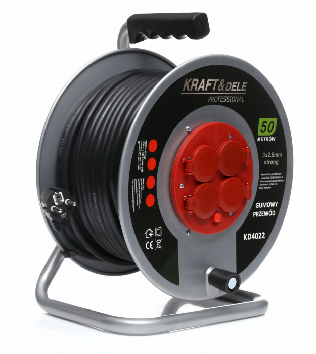 Prelungitor 50M pe rola cu tambur 3X2.5mm protectie priza (KD4022) [2]