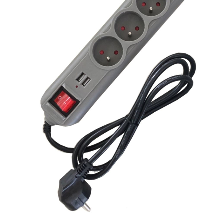 Prelungitor electric curent 1.5m 5 prize mufe USB (KD4033) [2]