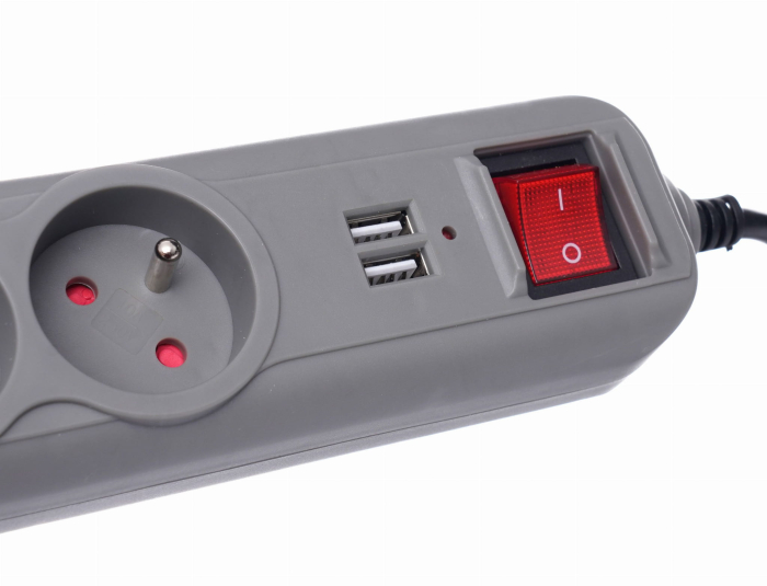 Prelungitor electric curent 1.5m 5 prize mufe USB (KD4033) [6]