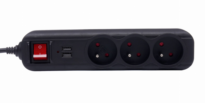 Prelungitor electric curent 3m 3 prize mufe USB (KD4032) [5]