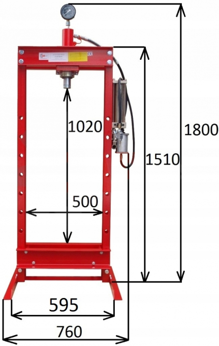 Presa hidro-pneumatica 20Tone 0-102cm 9trepte rulmenti stand podea hidraulica (MT01203) [3]