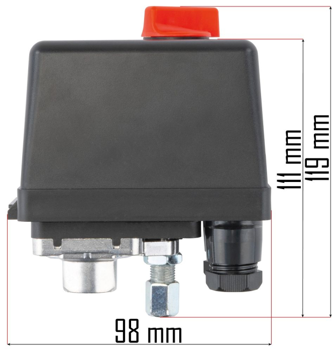 Presostat compresor 230V/400V 20A, pentru 100L-300L, 60x98x119 mm (PM-KO-300T-400V-WY) [3]