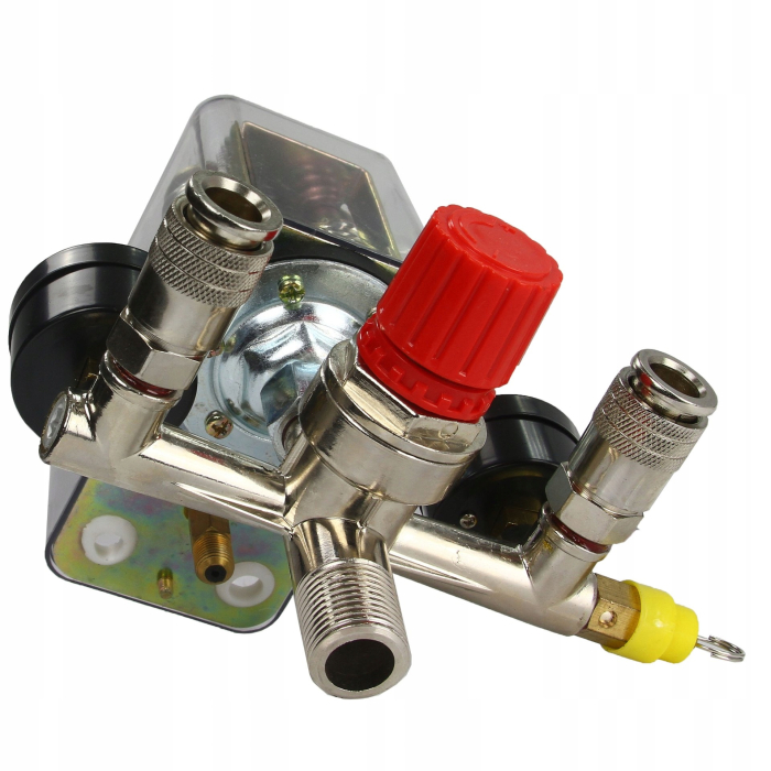 Presostat trifazat cu racord T si manometre pentru control compresor (KD2169) [5]