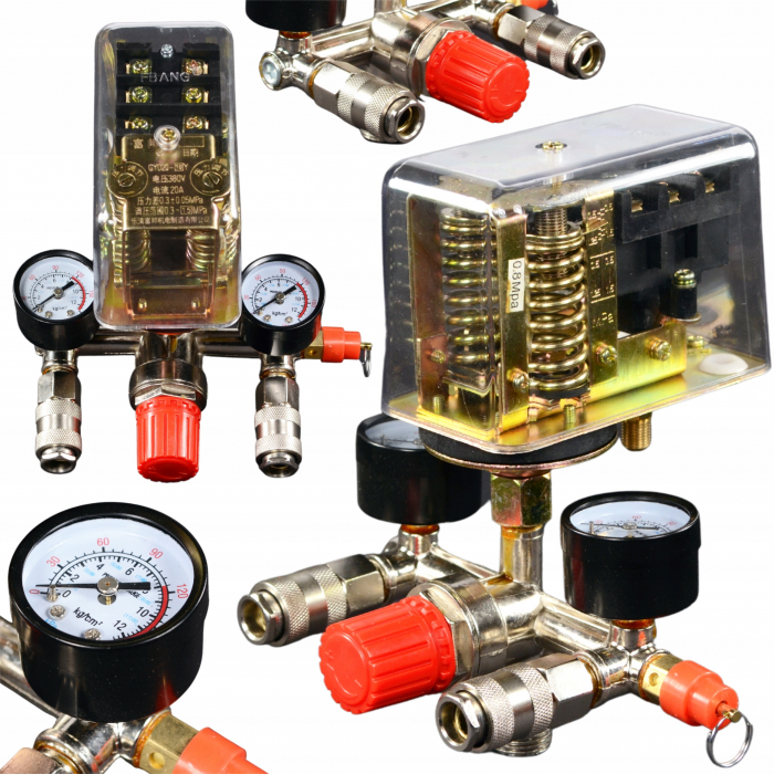 Presostat universal 380 400V trifazat trifazic regulator presiune manometru (10682) [1]