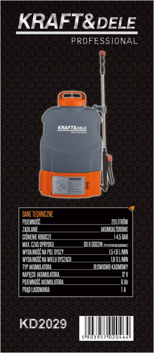 Pulverizator electric 20L acumulator 12V presiune reglabila 4.5bar 4 duze lance telescopica (KD2029) [16]