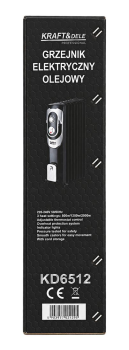 Radiator electric cu ulei 2000W cu 3 trepte de incalzire si termostat (KD6512) [12]