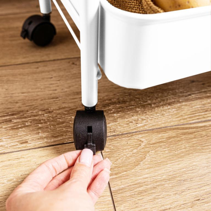 Raft mobil cu trei niveluri si roti pivotante din otel alb (KH-1942) [17]