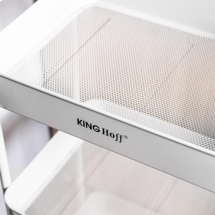 Raft mobil cu trei niveluri si roti pivotante din otel alb (KH-1942) [16]