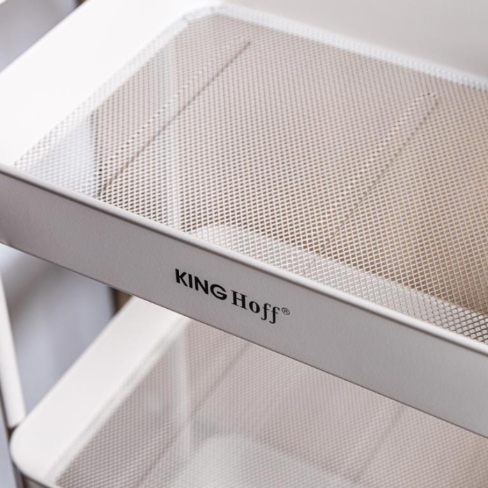 Raft mobil cu trei niveluri si roti pivotante din otel alb (KH-1943) [13]