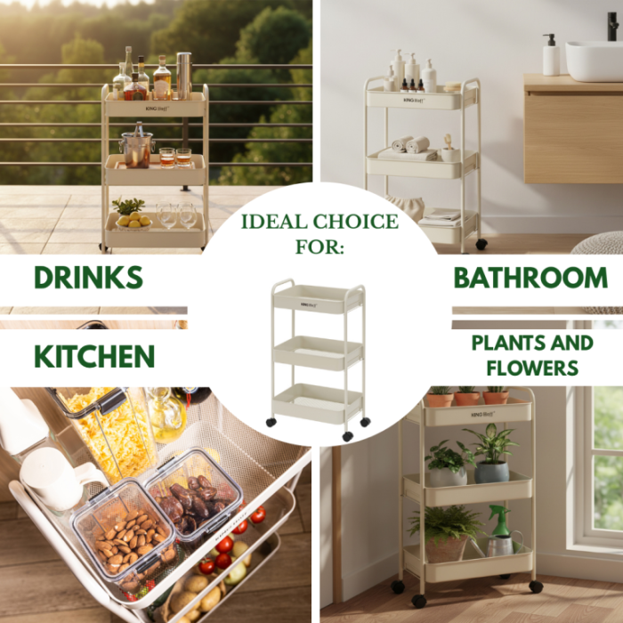 Raft mobil cu trei niveluri si roti pivotante din otel alb (KH-1943) [17]