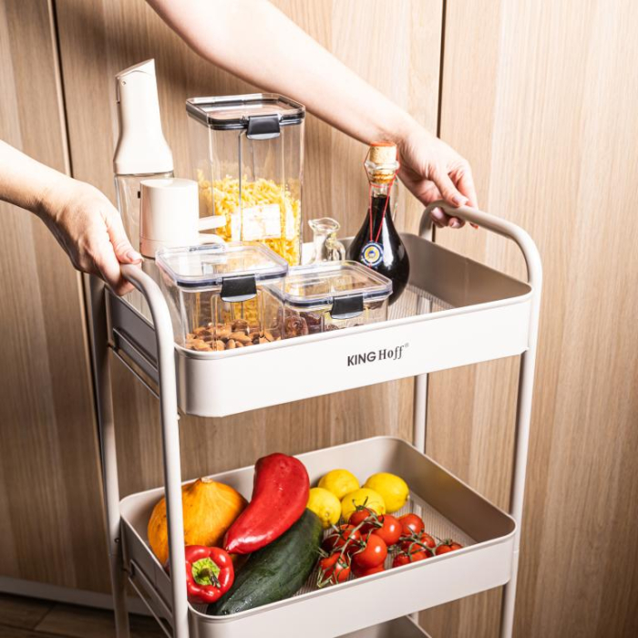 Raft mobil cu trei niveluri si roti pivotante din otel alb (KH-1943) [4]