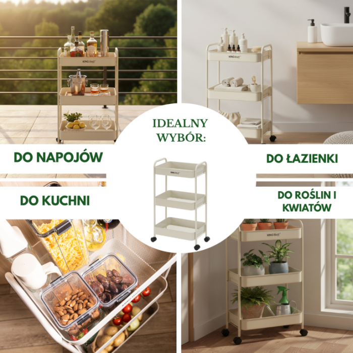 Raft mobil cu trei niveluri si roti pivotante din otel alb (KH-1943) [18]