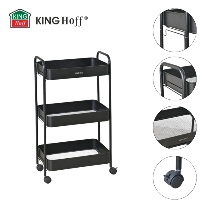 Raft mobil cu trei niveluri si roti pivotante din otel negru (KH-1941) [2]