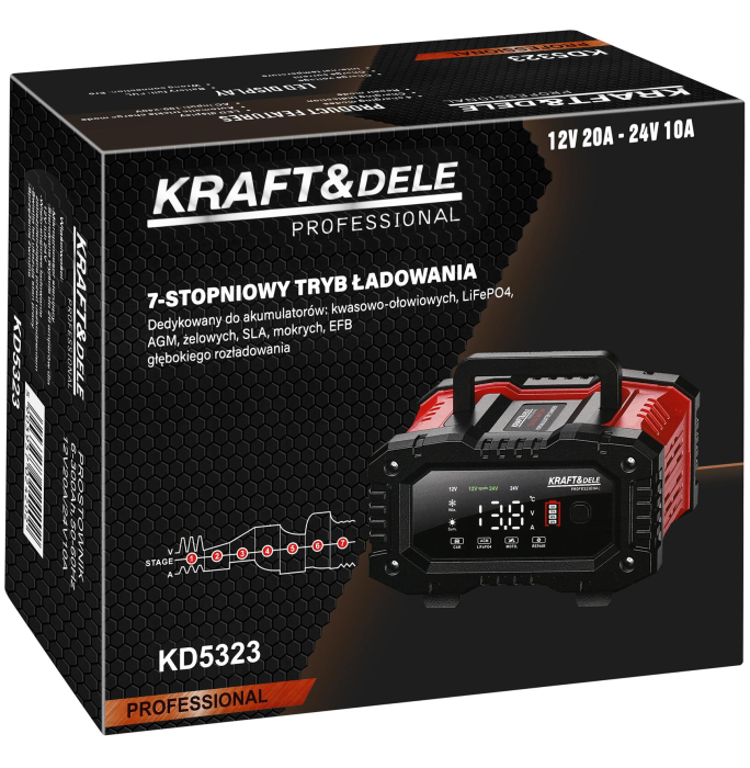 Redresor automat 12V/24V, 20A, pentru baterii AGM si LiFePO4  (KD5323) [19]