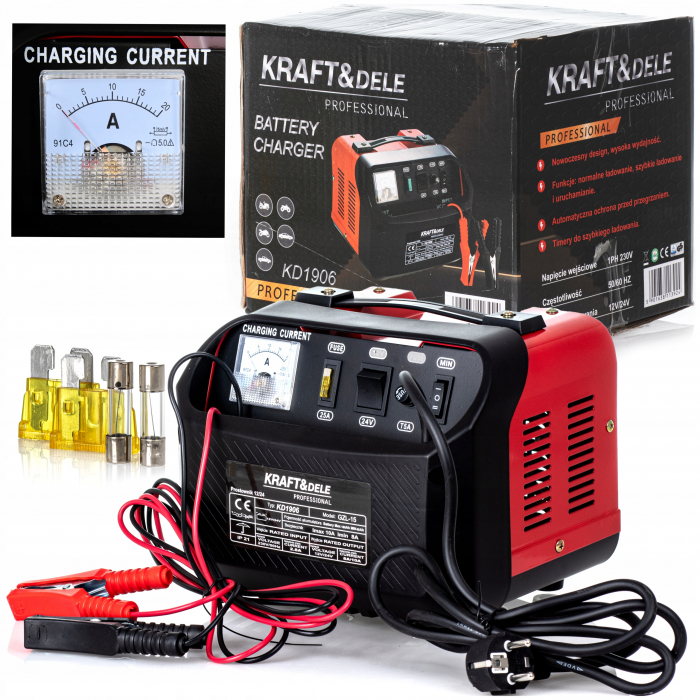 Redresor, incarcator baterie 12V 24V 15A 150Ah auto, tractor, tir, camion (KD1906) [1]