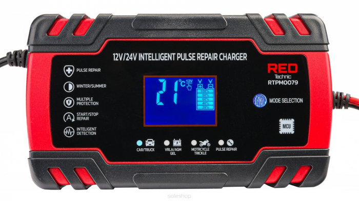 Redresor, incarcator baterie 12V 24V 8A 6-150Ah auto (RTPM0079) [4]