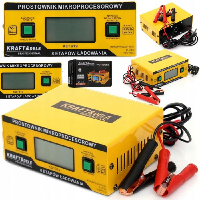 Redresor, incarcator baterie cu microprocesor 10A 6-24V 3-150Ah 6-8-12-14-18-24V auto (KD1919) [1]