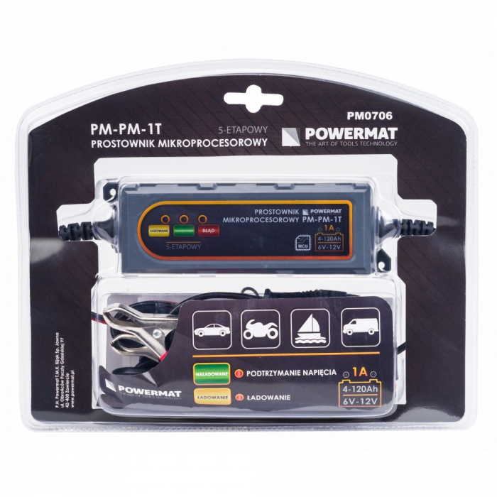 Redresor, incarcator baterie cu microprocesor 6V-12V 1A 4-120Ah (PM0706) [4]