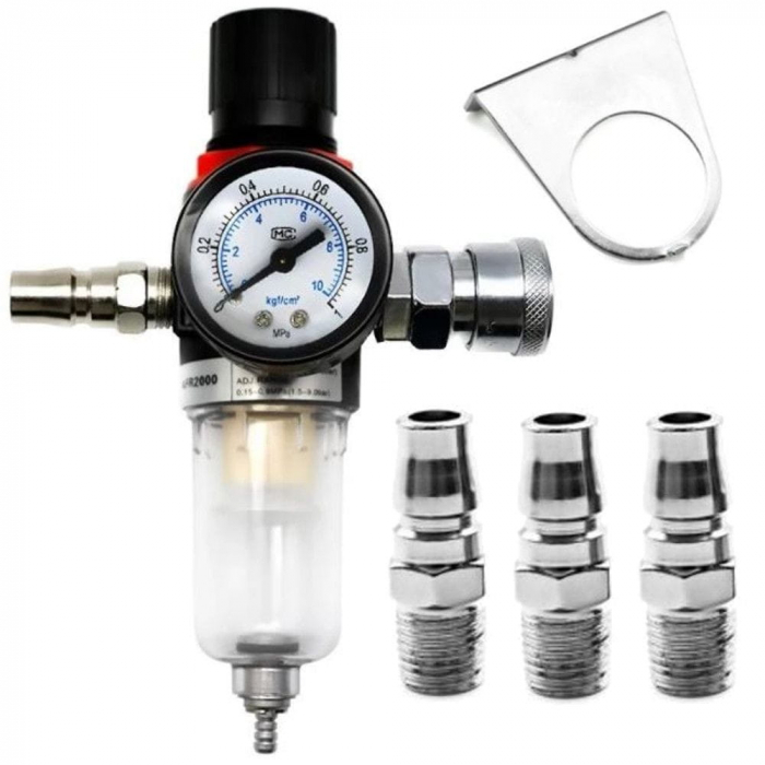 Regulator reductor presiune cu filtru de apa dezumidificator aer comprimat cu adaptoare (KD1495) [1]