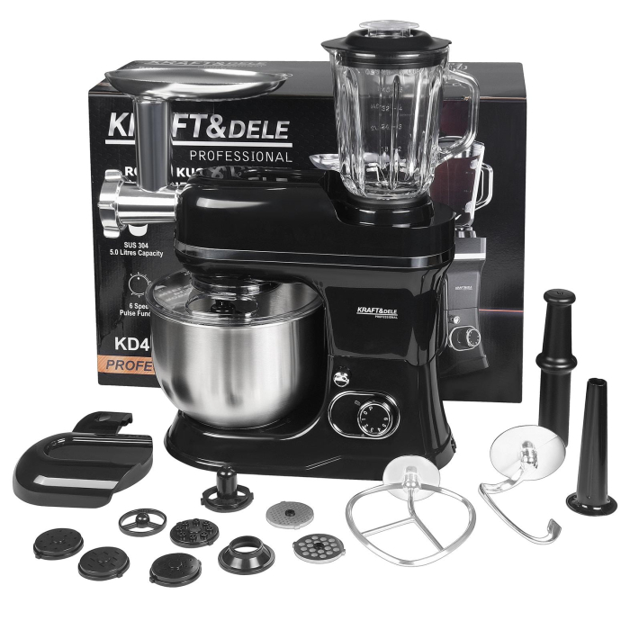 Robot bucatarie mixer planetar masina tocat carne 3000W, bol 5 litri, 3 palete diferite, 6 trepte viteza si PULSE (KD4147) [3]
