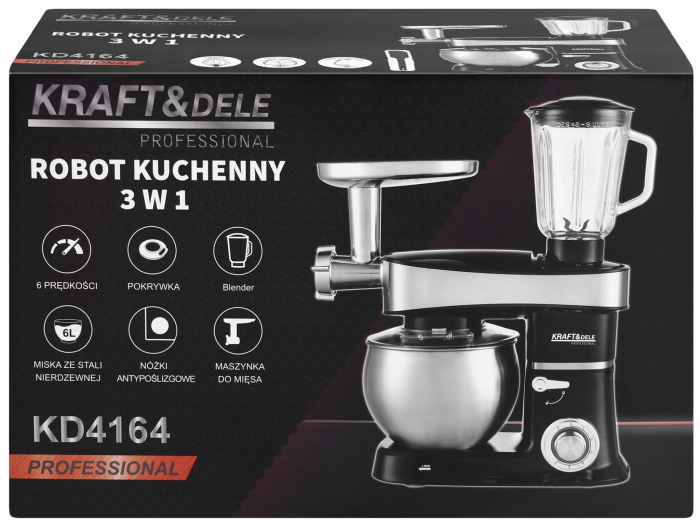 Robot de bucatarie multifuncțional 3 in 1, 2200W, Bol Inox 6L, Blender 1.5L si Masina de Tocat Carne (KD4164) [19]