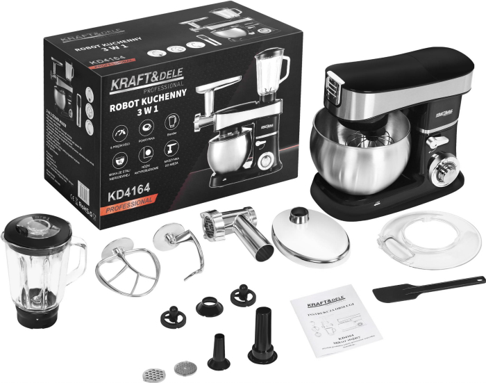 Robot de bucatarie multifuncțional 3 in 1, 2200W, Bol Inox 6L, Blender 1.5L si Masina de Tocat Carne (KD4164) [7]